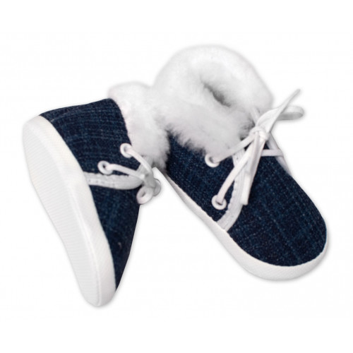 Dojčenské capáčky/topánočky na šnurovanie s kožúškom, Baby Nellys, granát