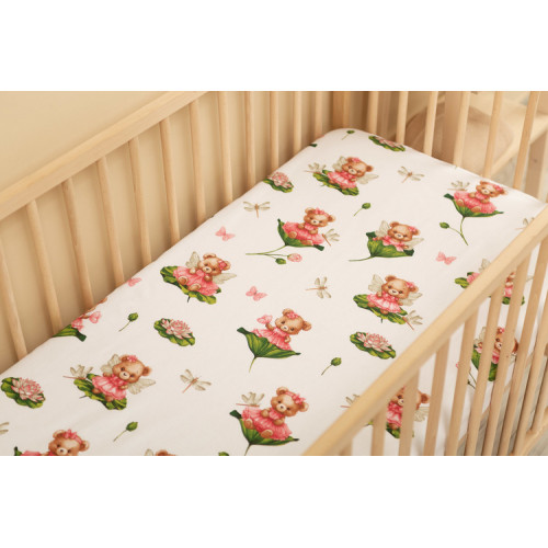 Bavlnená prestieradlo do postieľky 120x60cm - Medvedík Ruženka