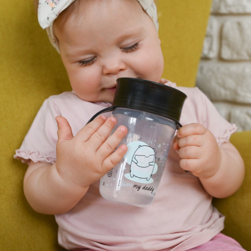 Nevylievajúci hrnček s úchytmi, I love my Daddy 240 ml, čierna