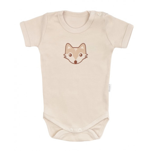 Mamatti Detské body kr. rukáv, Baby Fox - béžová, veľ. 86