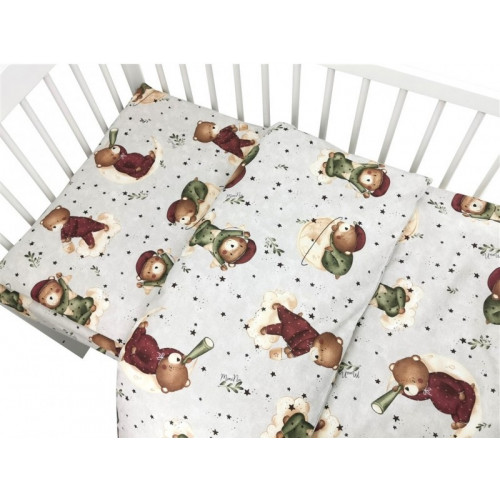 Mantinel s obliečkami, 3D, bavlna, Teddy and Moon - béžová, 135 x 100 cm