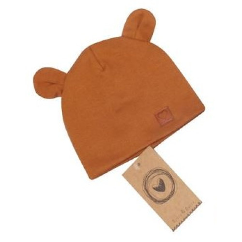Z & Z Dvojvrstvová bavlnená čiapočka LOVE TEDDY, medová horčica, veľ. 68/74