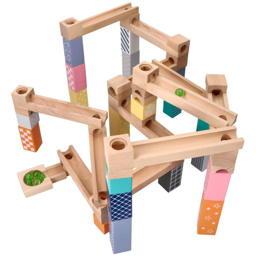 Adam Toys Drevená guličková dráha, labyrint - 53 dielikov