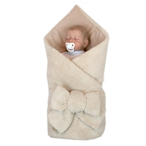 Luxusná obojstranná zavinovačka/deka/podložka so stuhou, béžová