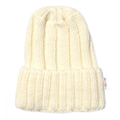 BABY NELLYS Zimná nadčasová čiapka Mom and Baby, smotanová