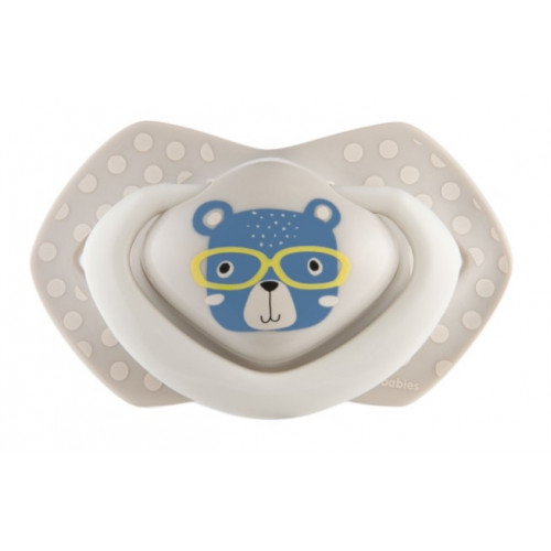 Canpol Babies 2 ks symetrických silikónových cumlíkov, 0-6m, Bonjour Paris, sivá/modrá