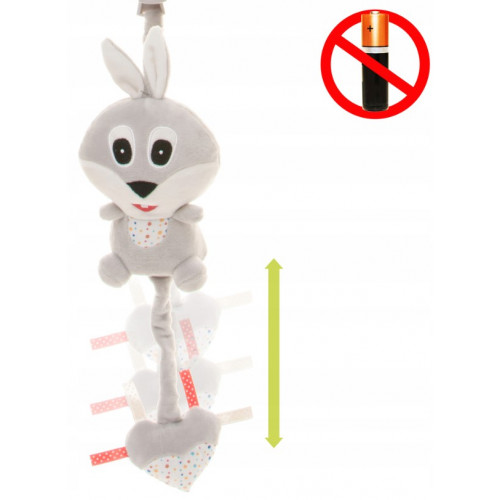 Závesná plyšová hračka s melódiou, Rabbit, sivá