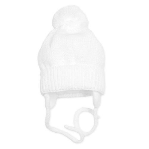 Zimná čiapka s šálom - NATURE, 0-6m - biela